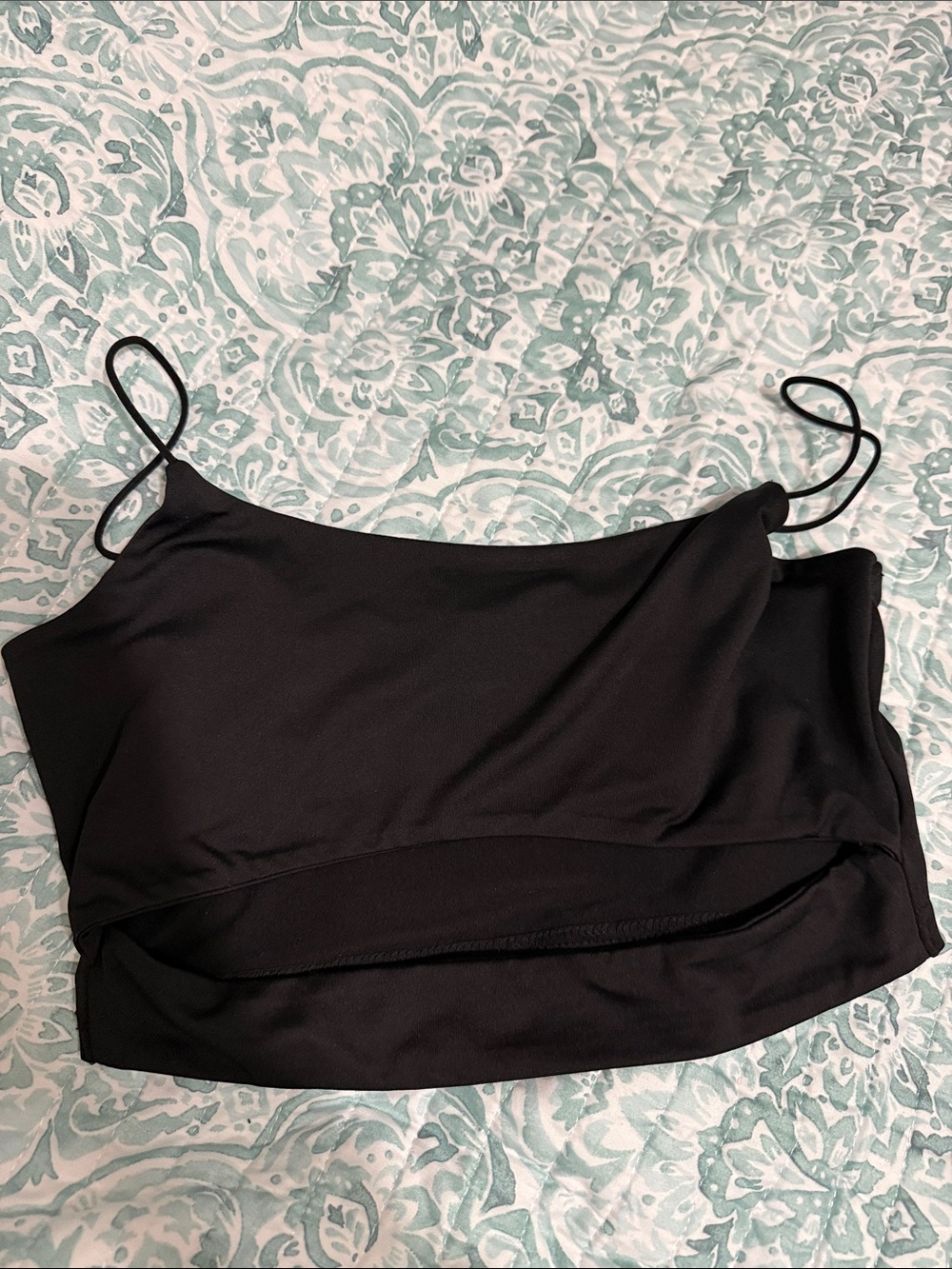 Black Spaghetti Strap Crop Top - Women
